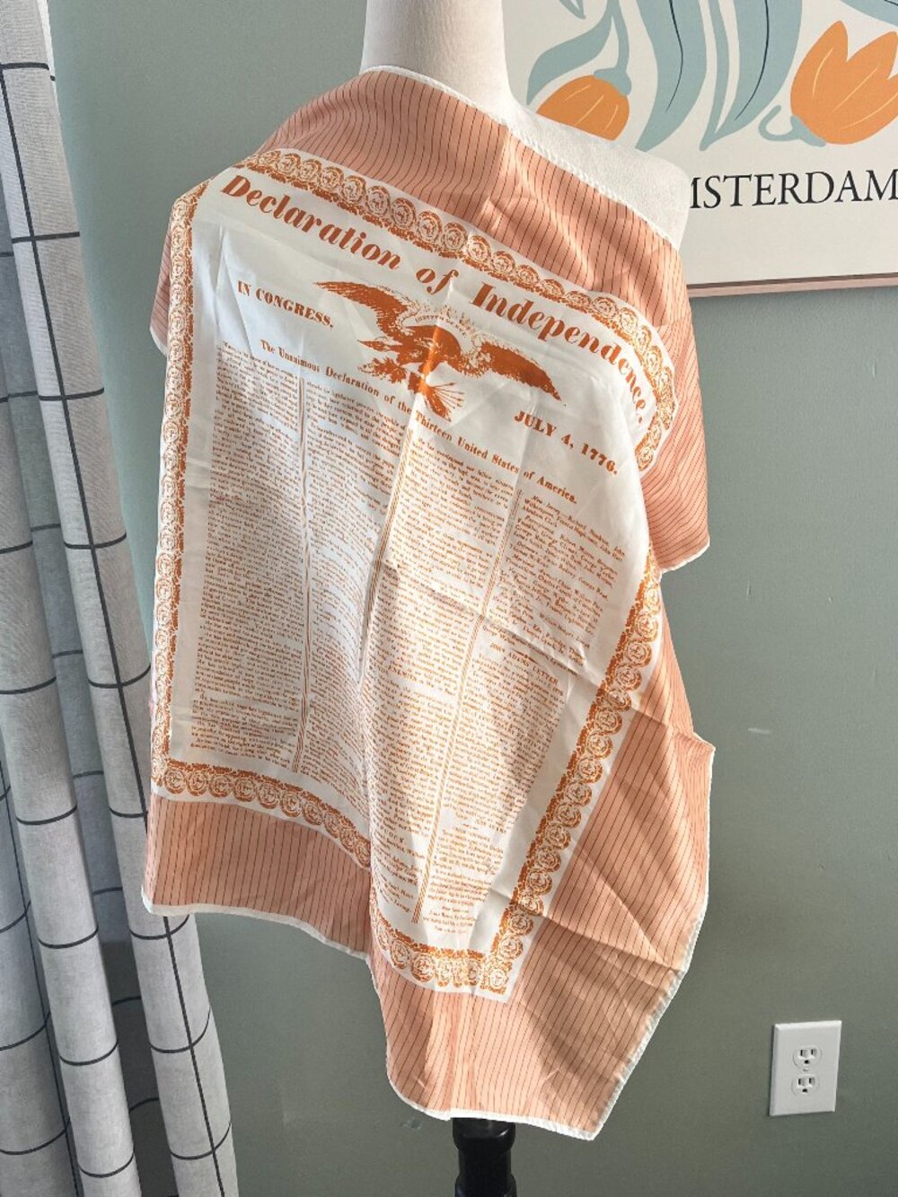 Vera Neumann Declaration of Independence Scarf Bicentennial 1976 Made Japan